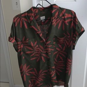 Olive and Coral Palm Shirt
